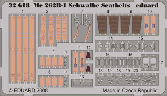Me 262B-1 Schwalbe seatbelts 1/32 