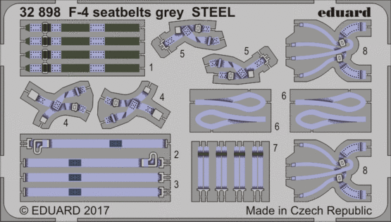 F-4 seatbelts grey STEEL 1/32 