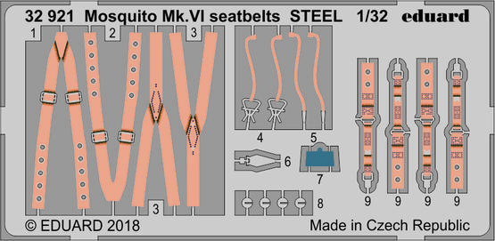 Mosquito Mk.VI seatbelts STEEL 1/32 