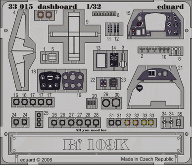 Bf 109K dashboard 1/32 