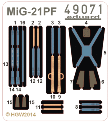 MiG-21PF seatbelts FABRIC 1/48  - 1
