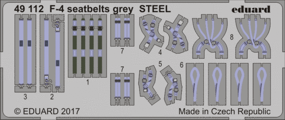 F-4 seatbelts grey STEEL 1/48 