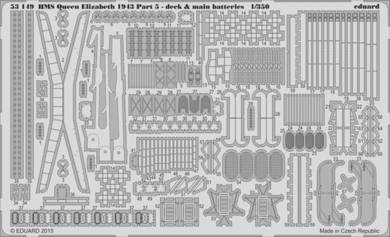 HMS Queen Elizabeth 1943 pt 5 - deck &amp; main batteries 1/350 