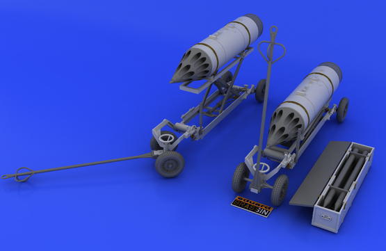 B8M1, авиационная пусковая установка ракетного вооружения и траспортная тележка 1/48  - 1