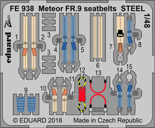 Meteor FR.9 seatbelts STEEL 1/48 