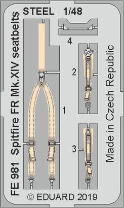 Spitfire FR Mk.XIV seatbelts STEEL 1/48 