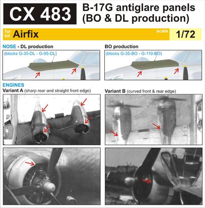 B-17G antiglare panels (BO &amp; DL production) 1/72 