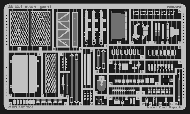 Eduard TP043 1:35 Etched Detailing Set for Tamiya Kits Soviet T-55A grilles and 