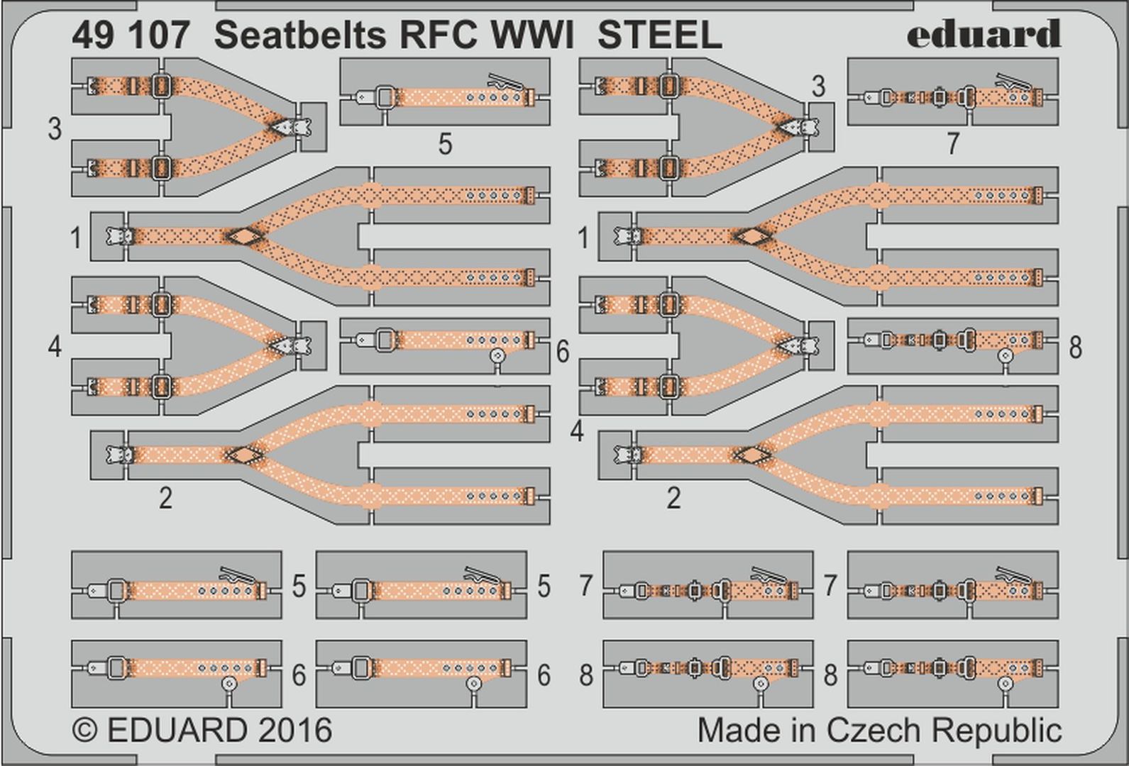 Eduard Photoetch 1:48 Seatbelts RFC WWI STEEL