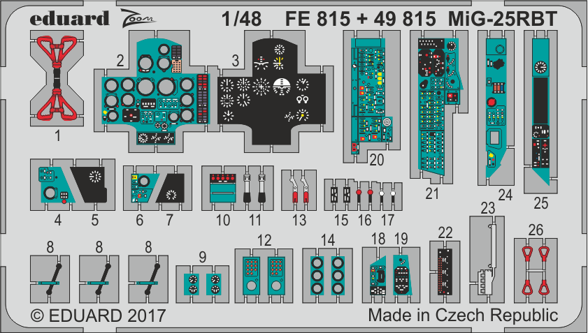 Edp49815 1:48 Eduard Photoetch Detail set for Mig-25rbt Interior Set ICM 