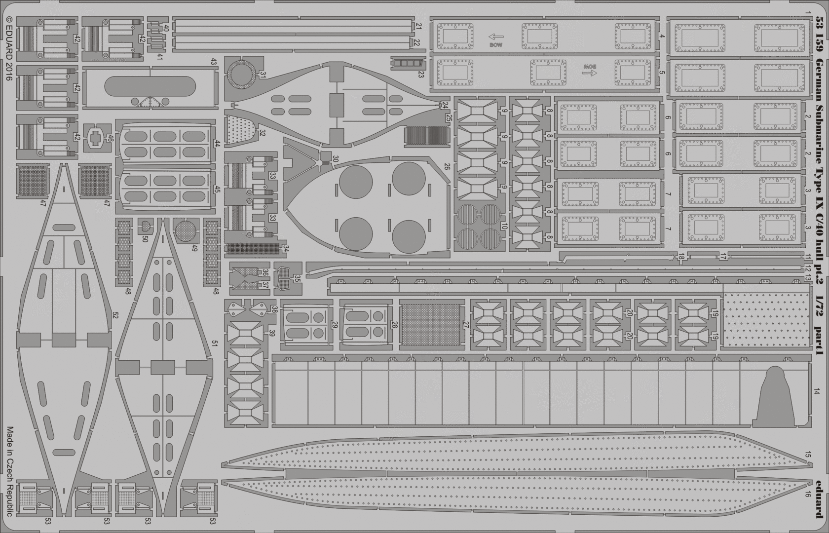Eduard 1/72 German Submarine TYPE IX Coque C/40 Part 2 # 53159 