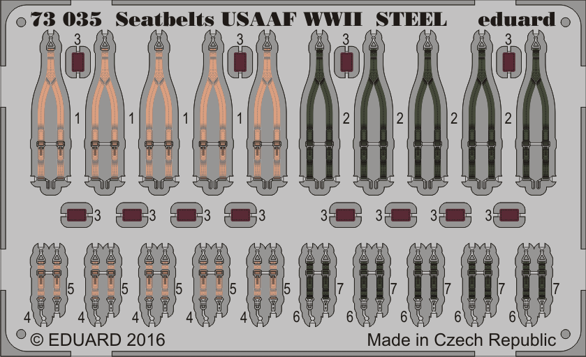 Eduard 1/72 SS591 couleur acier Etch WW2 nous avions marine ceintures de sécurité 