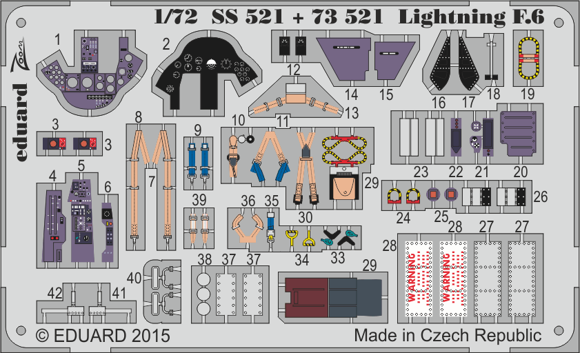 D 73521 PAINTED SELF ADHESIVE EDUARD 1/72 AIRCRAFT- LIGHTNING F6 FOR ARX 