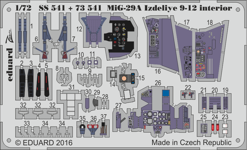 EDUARD 1/72 Mikoyan MiG-29A Fulcrum Izdeliye 9-12 Intérieur # SS541 