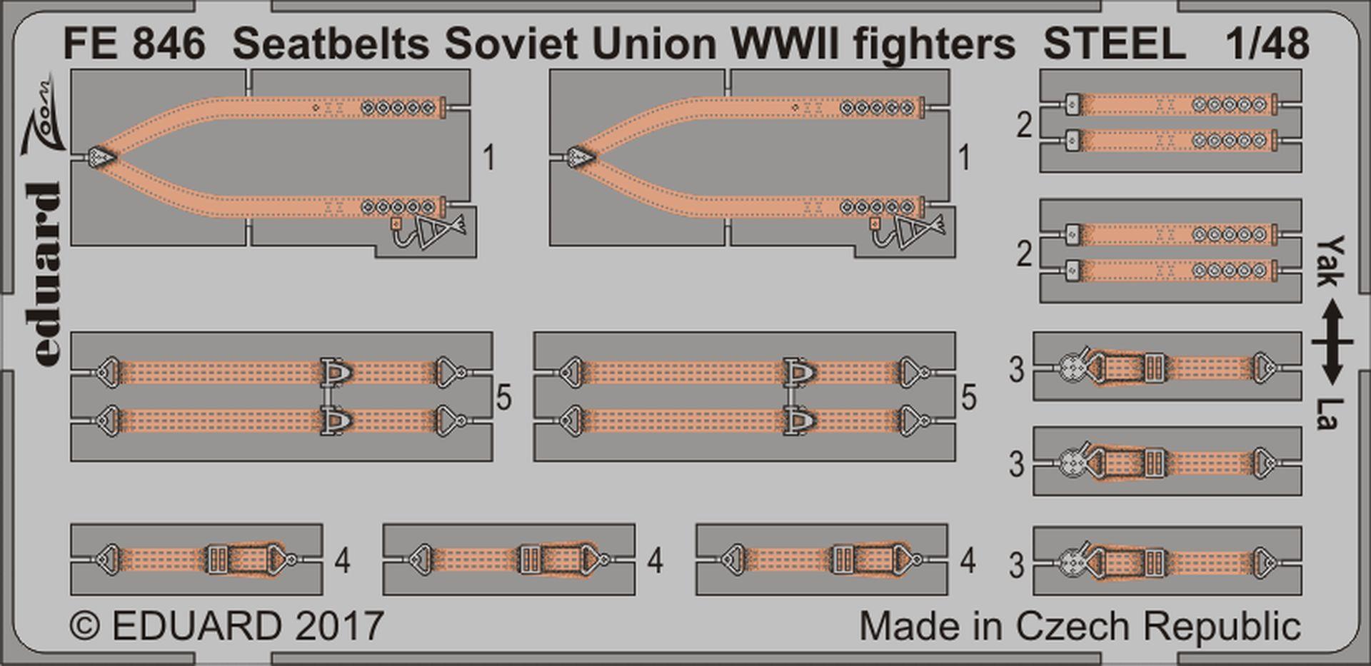 Eduard Zoom FE846 1/48 Seatbelts Soviet Union WW2 fighters STEEL 