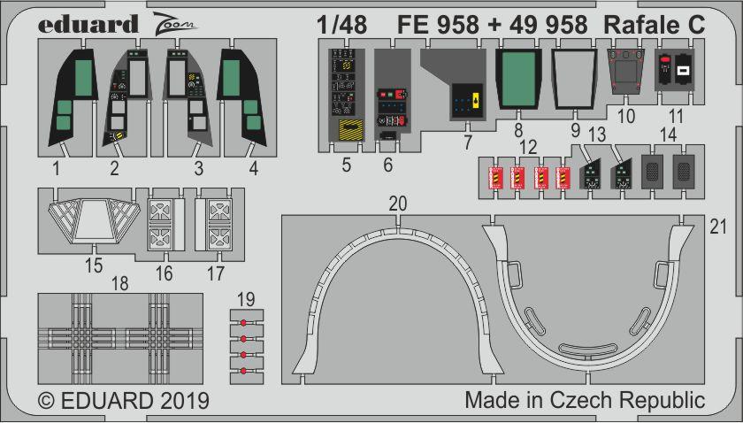 Eduard FE959 Etched Aircraft Detailling Set 1:48 Dassault Rafale C seatbelts Ste 