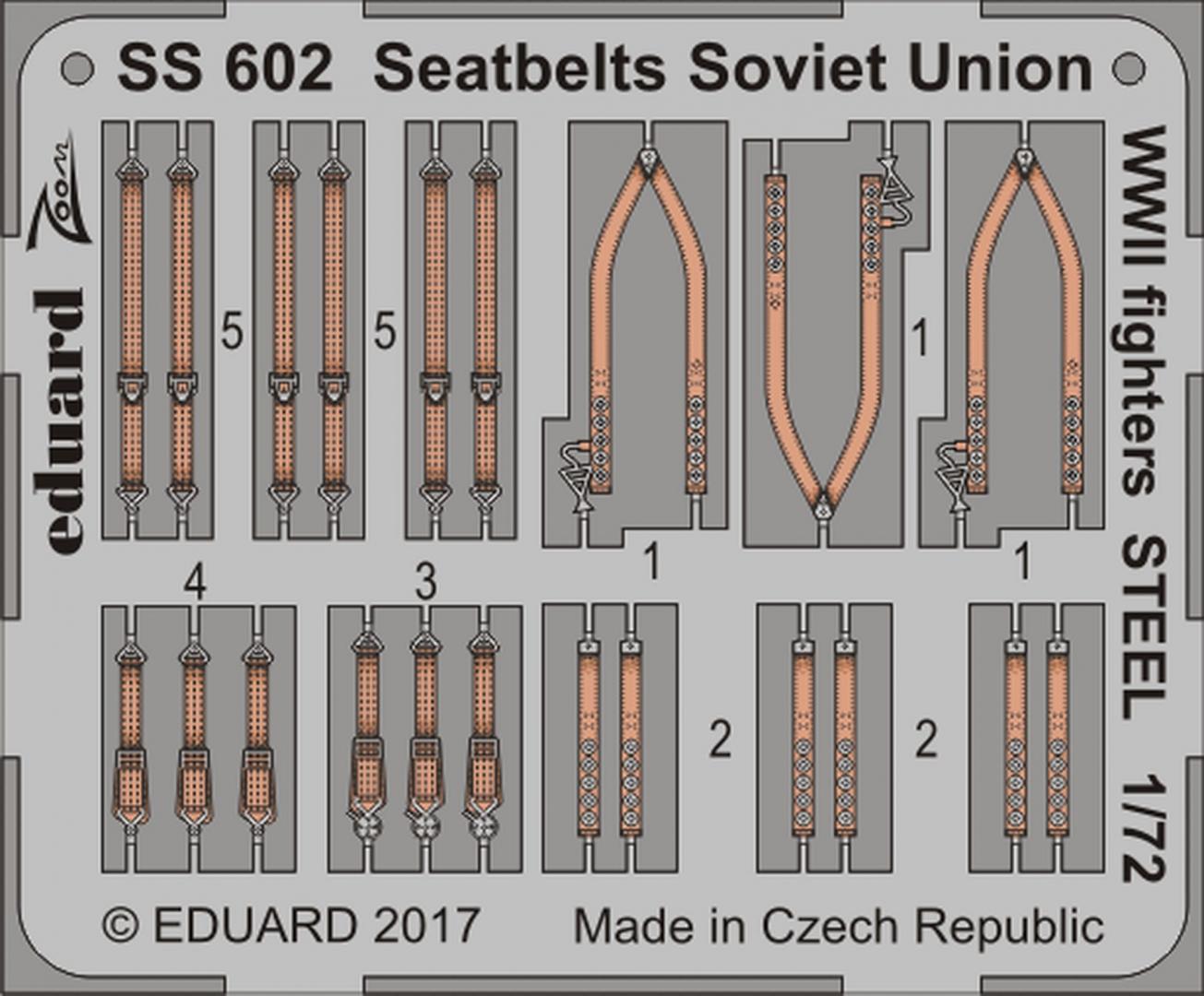 Eduard 1/72 USAF & USN WWII seatbelts PRE-PAINTED IN COLOUR # 7 