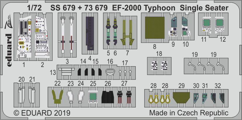 Eduard 1/72 Eurofighter EF-2000 Typhoon Single Seater Zoom Set # SS679 