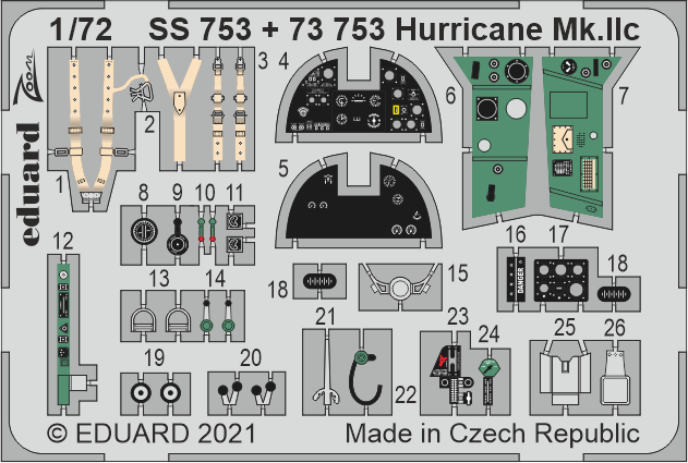 Eduard Accessories 73708-1:72 Hurricane Mk.IIc for Arma Hobby Neu